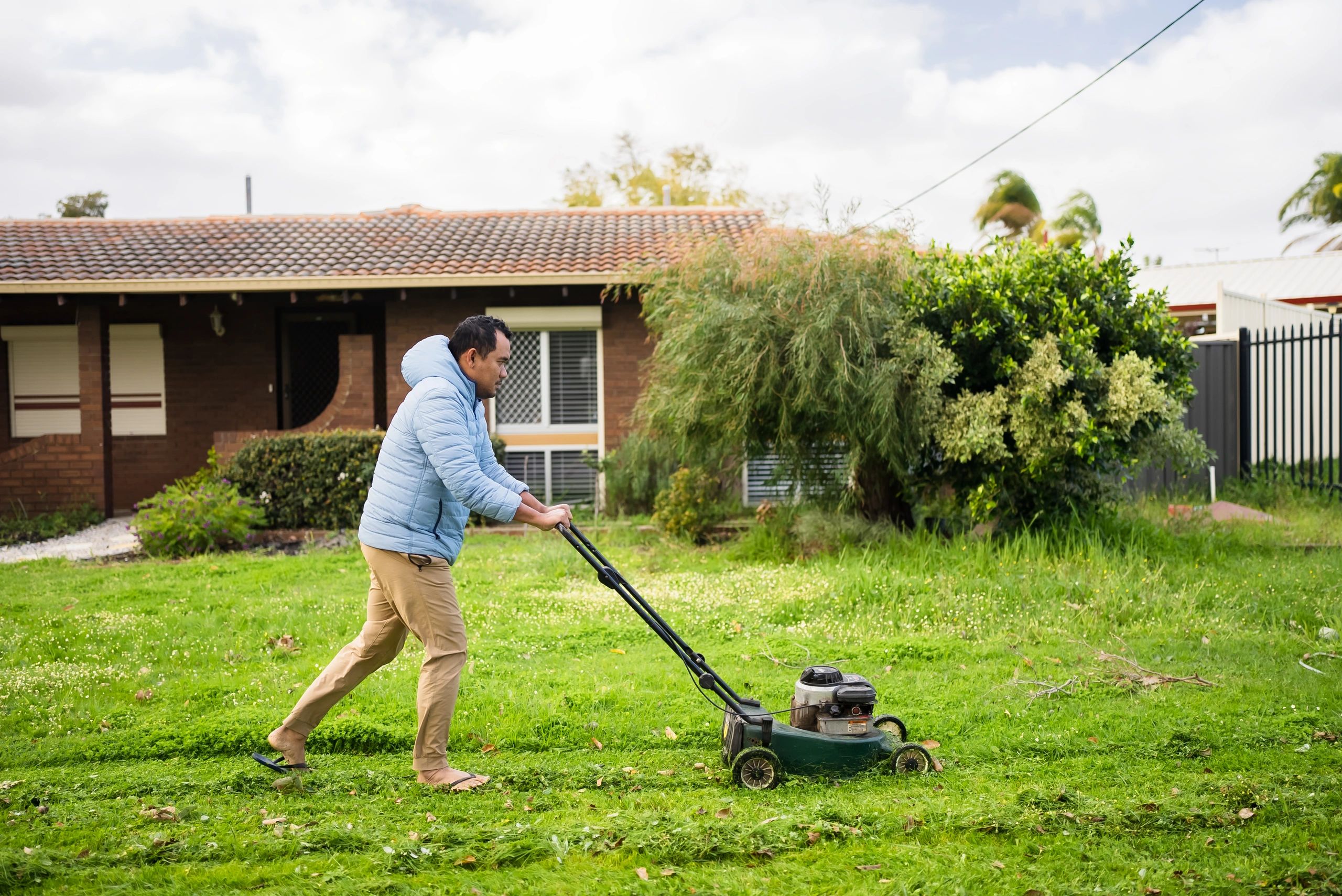 Man mowing a lawn