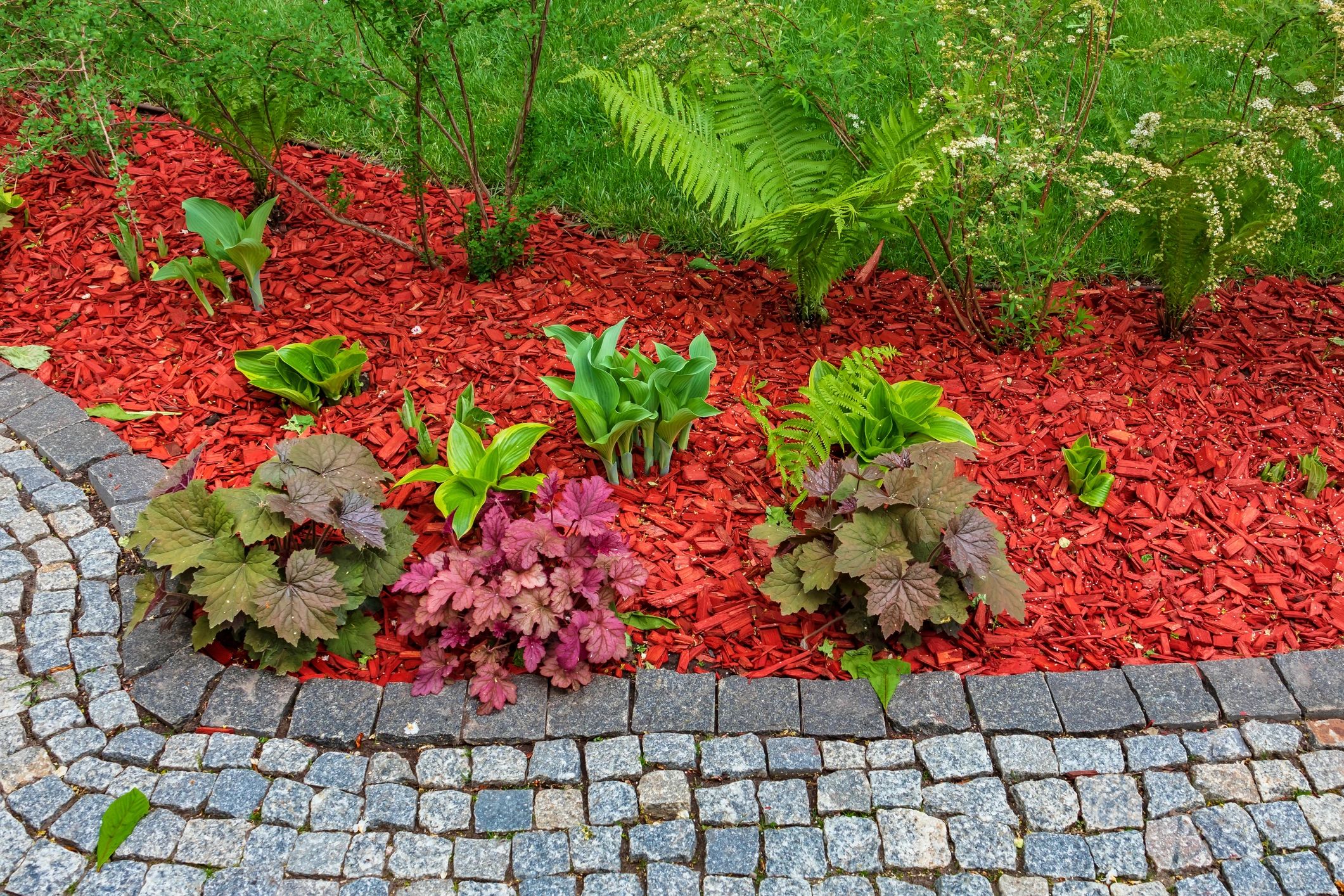 Flowerbed with fresh mulch